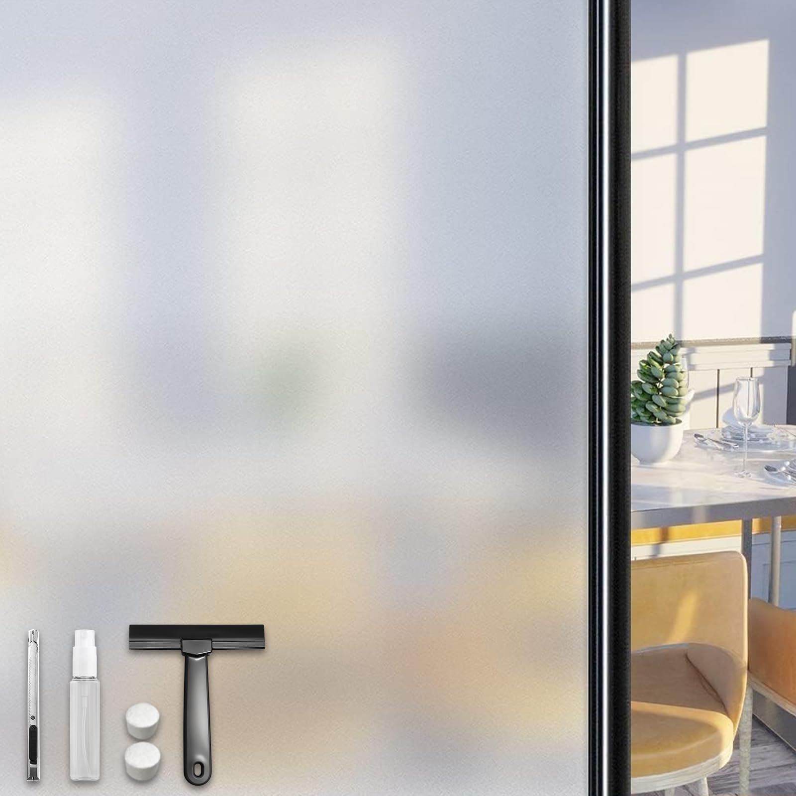 DIFIT Window Film Privacy Frosted Window Film Opaque Privacy Films for Glass Windows UV Blocking Removable No Glue Static Cling Windows Frosting Films for Home Office Bathroom(60 x 400 cm) โ image 1