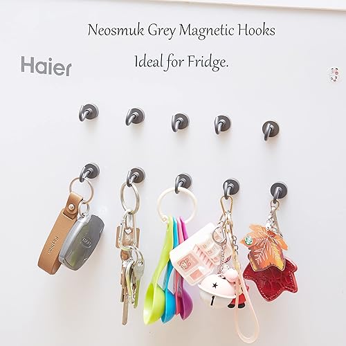 Vista 142 de NEOSMUK - Ganchos magnéticos de alta resistencia con imanes extrafuertes para colgar en refrigerador, crucero, cabinas o parrilla, color blanco