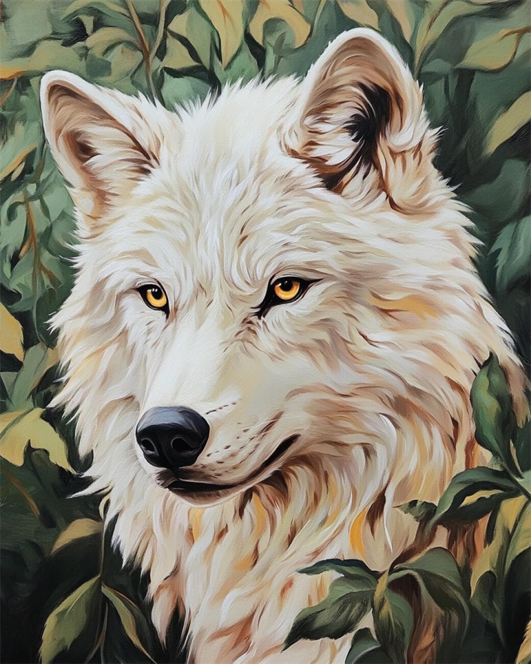 RKFLGEW DIY Bead Embroidery Kit Wolf Portrait 30x40cm