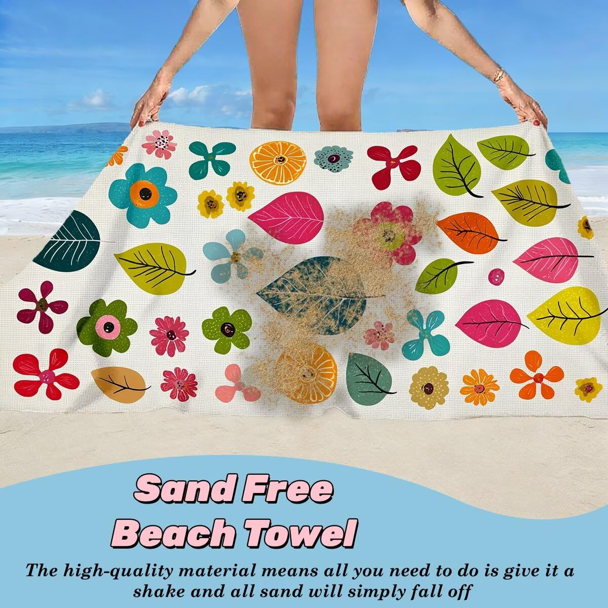 Toalla Playa 80x160 cm, Toalla Gimnasio Microfibra Secado Rapido, Juego de 2 Antiarena Toallas de Playa, Ligera Compacta Toallas Microfibra Grande para Viaje, Regalo Hombre Regalo Mujer (Hoja) -4825