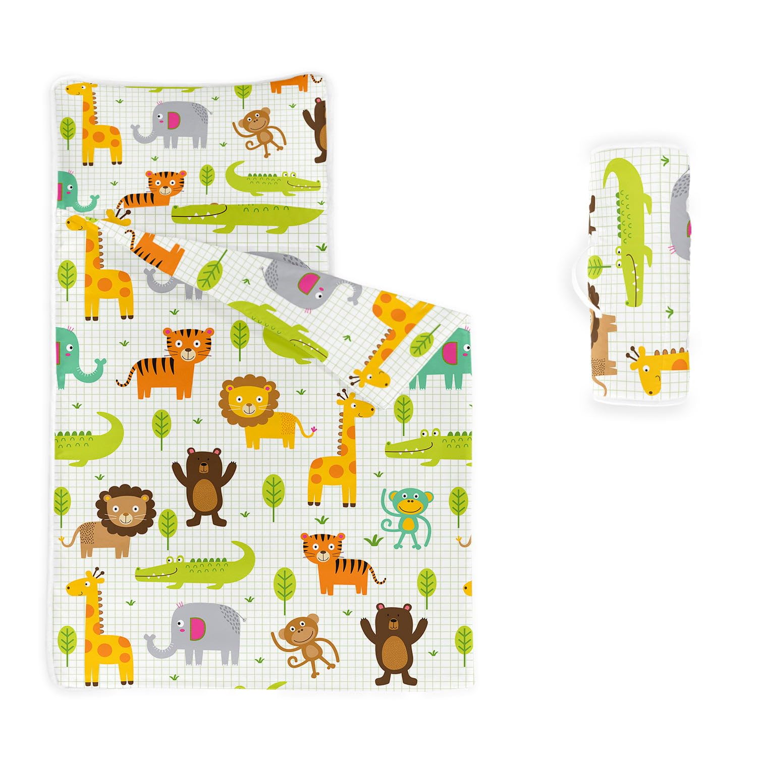 HOSIMA Nap Mat -Animal Sleeping Bag with Removable Pillow - Daycare and Sleepovers Preschool Kindergarten Bedding Set for Kids Toddler Boys Girls(Animal1 Large) โ image 1
