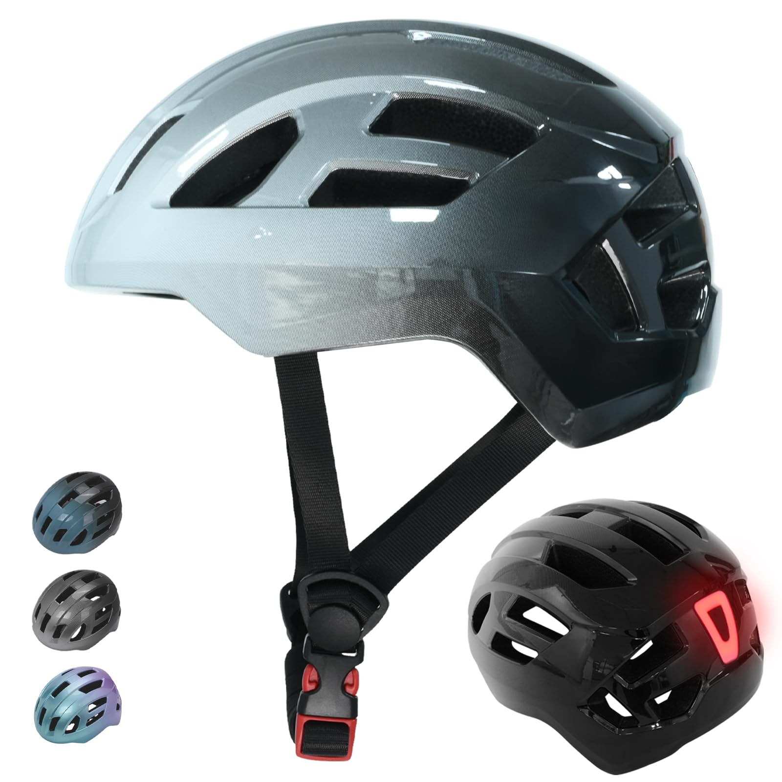 LIRENGUI Verstellbarer Kinder fahrradhelm für Jungen Mädchen Jugend mit Sicherheits Rücklicht, wiederaufladbarem Hinterlicht, Farbverlauf und leichtem Fahrradhelm für Multi-Sportarten