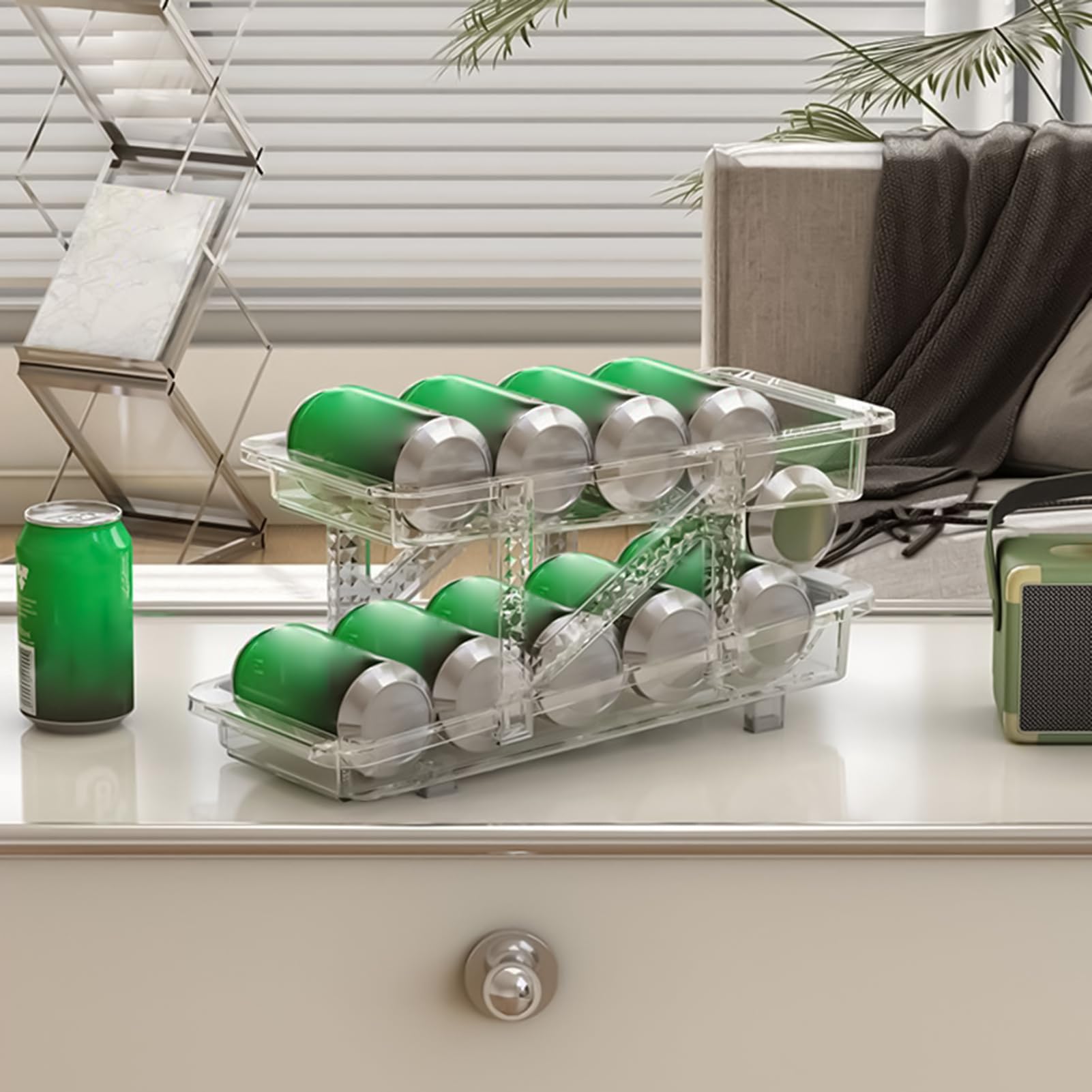 Dispensador Latas Refresco Frigorífico Portabebidas Moderno Transparente | Organizador Expandible Para Latas En Despensa Moderno Para Frigorífico, Despensa, Cocina, , Apartament