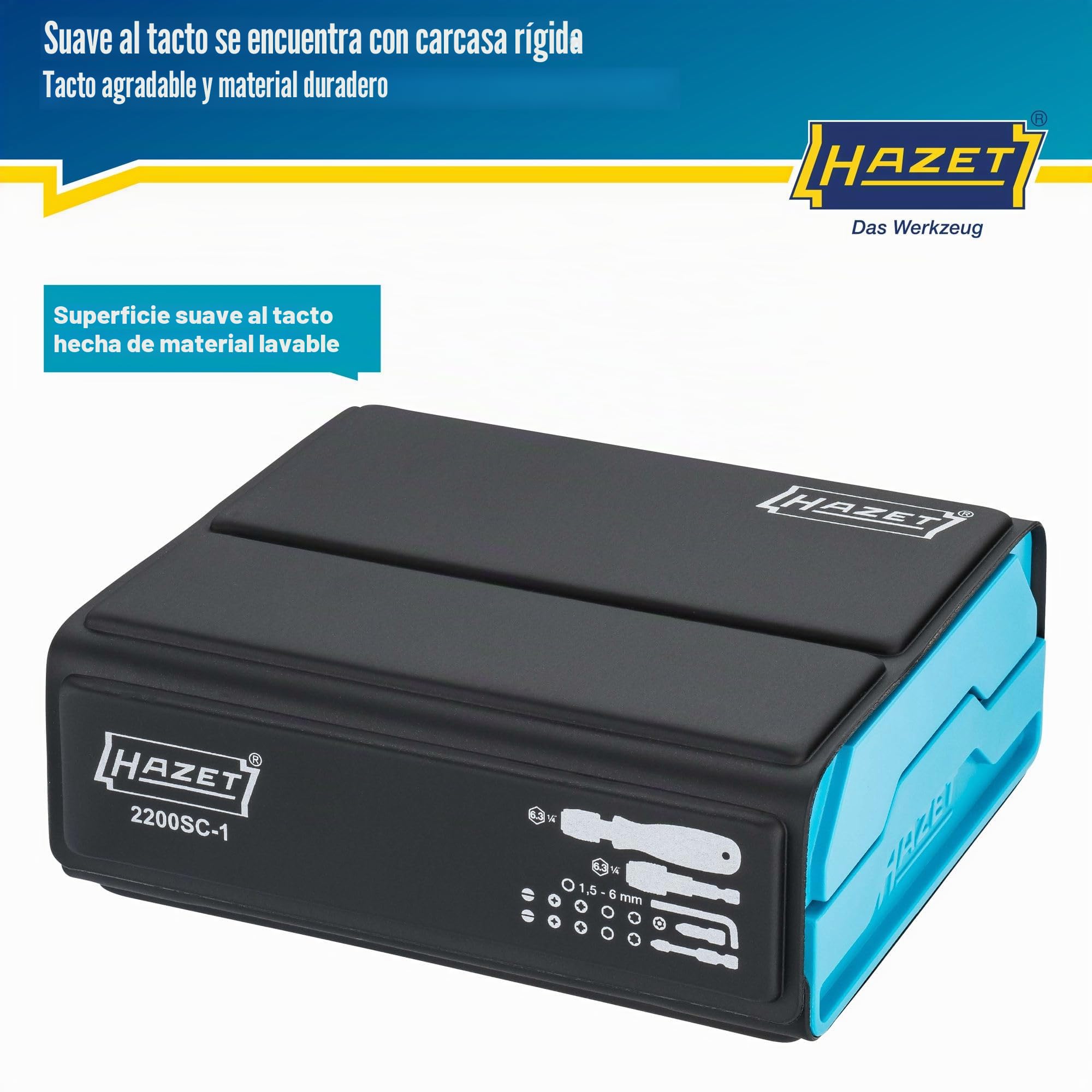HAZET SmartCase juego de puntas 2200SC-1 I Juego de puntas de 69 piezas, accionamiento: hexagonal 6,3 mm (1/4 pulgada), para uso manual I maletín de herramientas móvil FABRICADO EN ALEMANIA