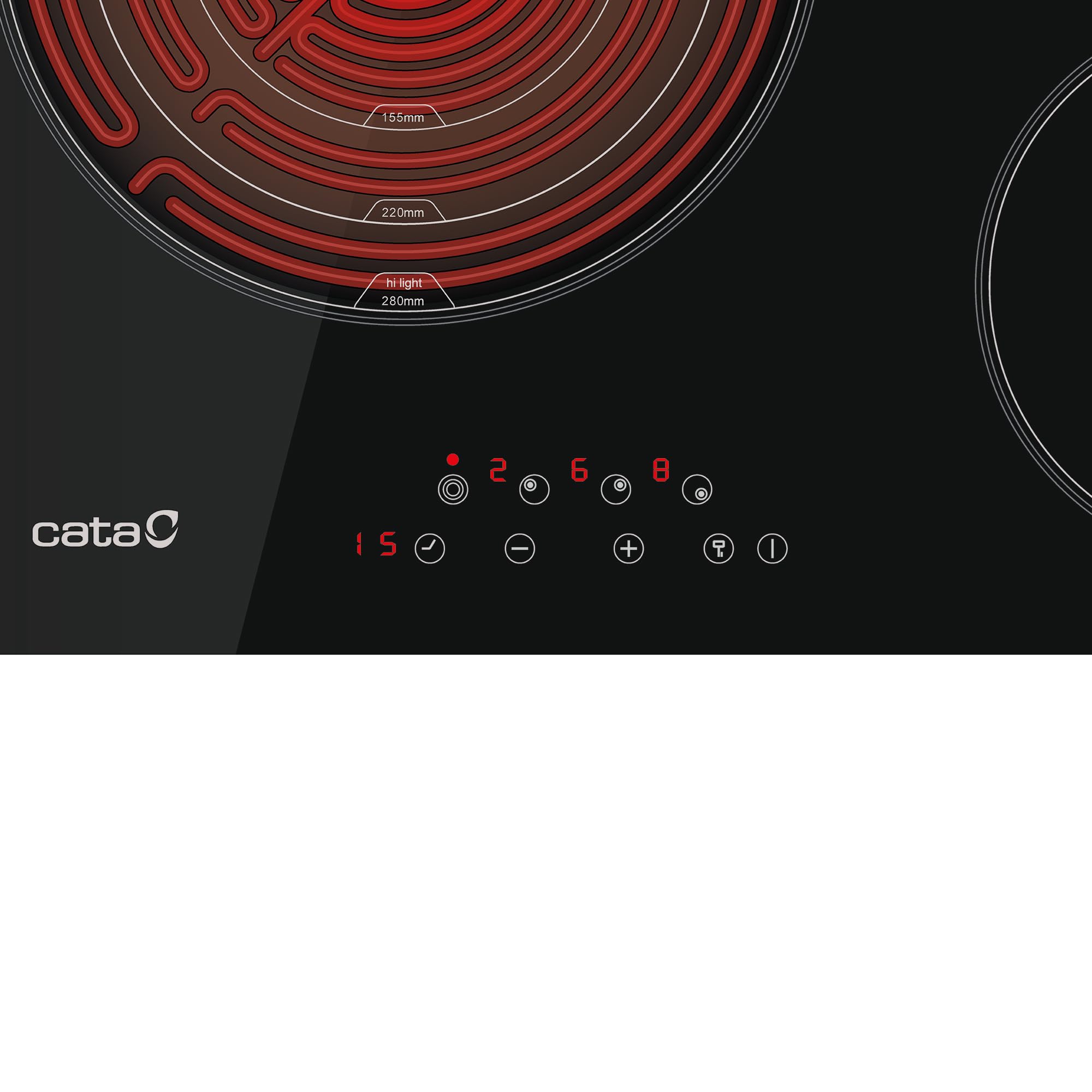 Cata | Placa de inducción | Modelo TT 5003/G | 3 Zonas de Cocción | Placa con 9 Niveles de Potencia Regulables + Booster | Ancho de 59cm | Acabado en Color Negro