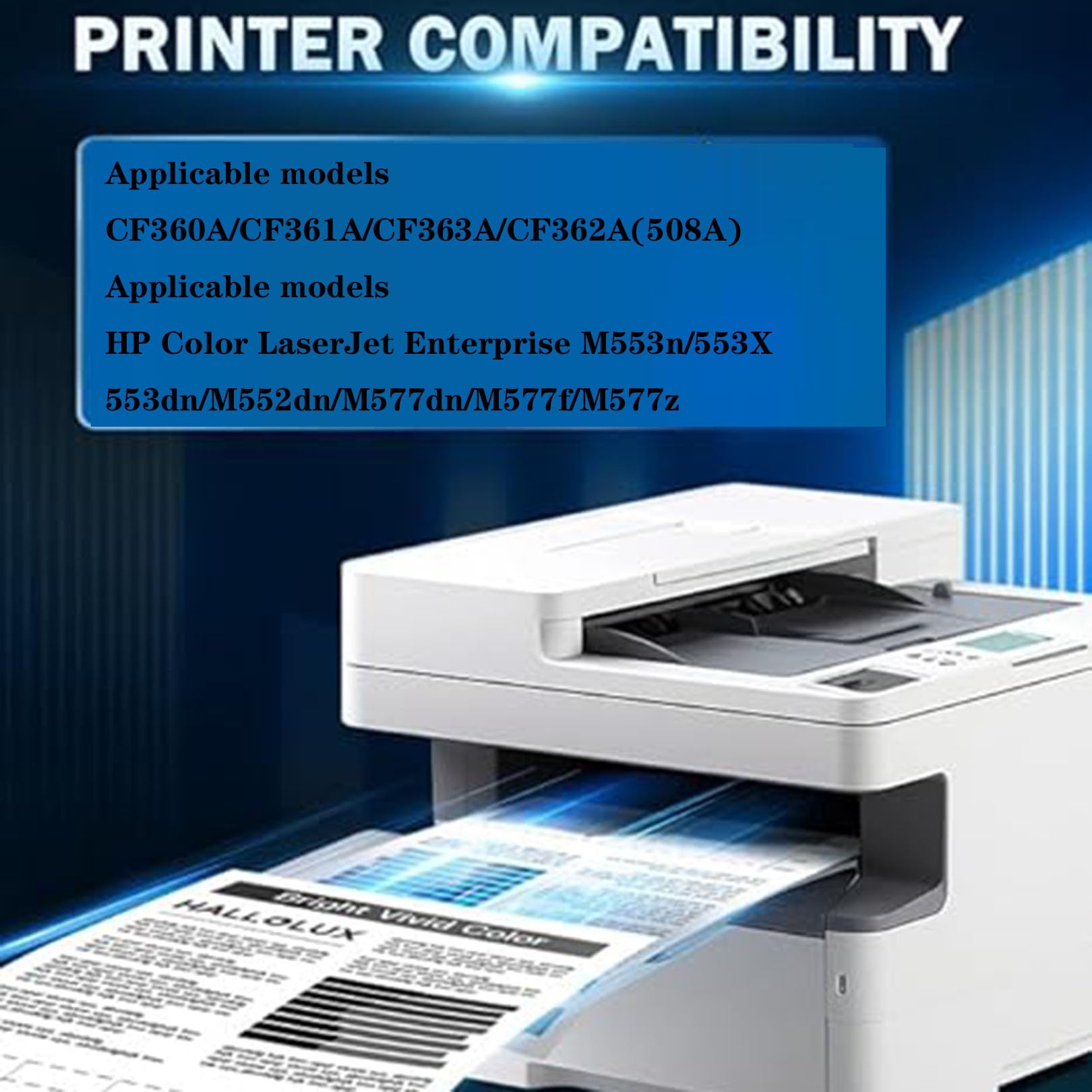 Compatibile con HP 508A (CF360A/CF361A/CF363A/CF362A) Cartuccia Toner ad Alta capacità per Stampante M553n/553X/553dn/M552dn/M577dn/M577f/M577z con Chip Vivid High Print,M-1 Piece