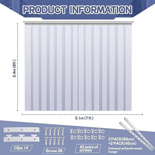 Miniatura 22 de Juexica Kit de cortina de puerta de plástico de 36 x 80 pulgadas, cortinas de invierno de 0.08 pulgadas, cortina de puerta de congelador