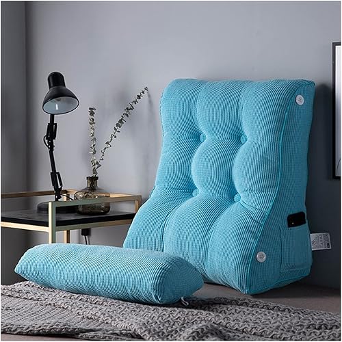 Miniatura 10 de LUHAMEG Almohada de lectura para sentarse, respaldo de cuña en la camasofá, almohada triangular de lectura, cojín de apoyo lumbar con almohada