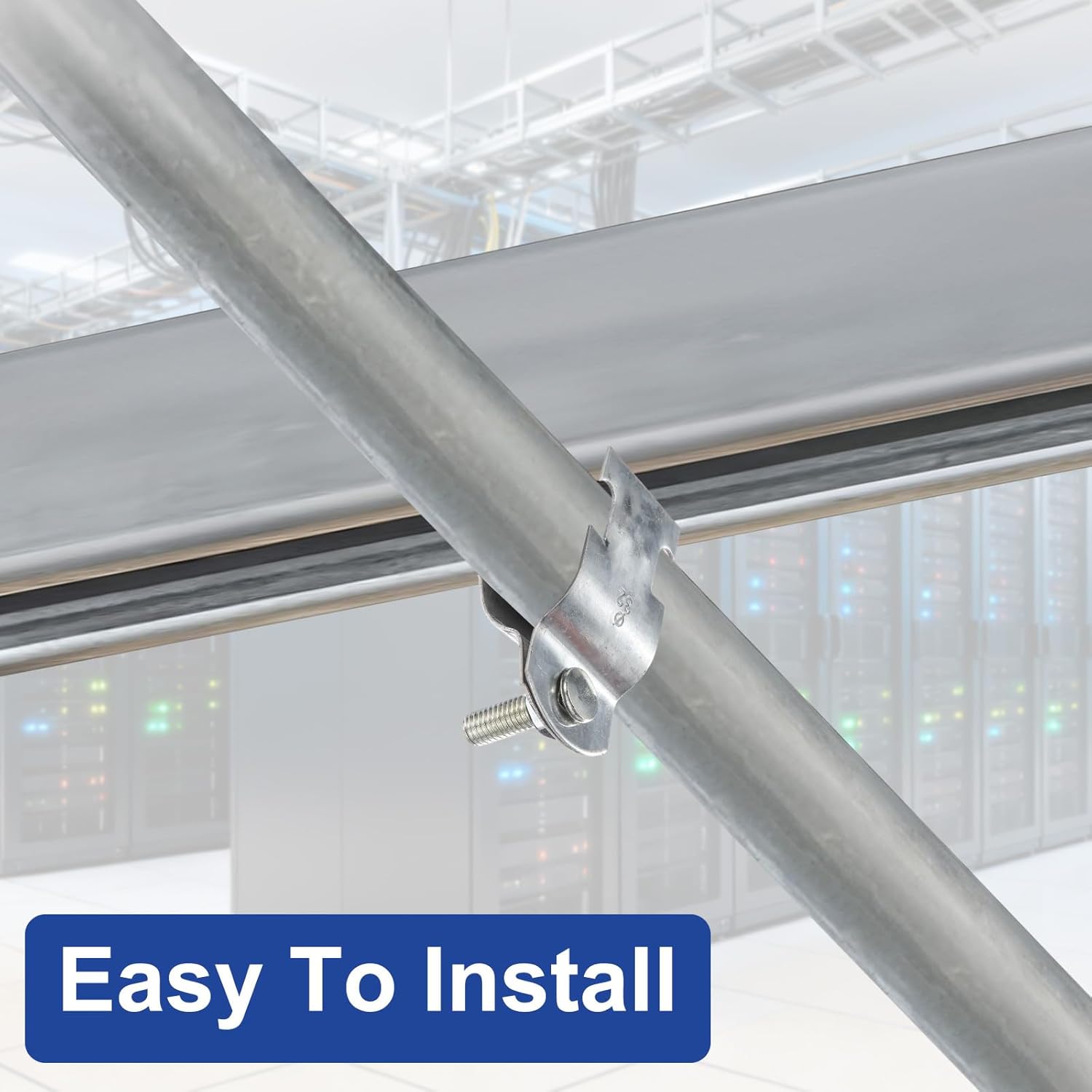 HARFINGTON 2pcs EMT Strut Clamp 12-3/4" Universal Carbon Steel Galvanized Strut Channel Accessory Conduit Clamp with Bolt and Nut for EMT Pipe Rigid Conduit, Silver