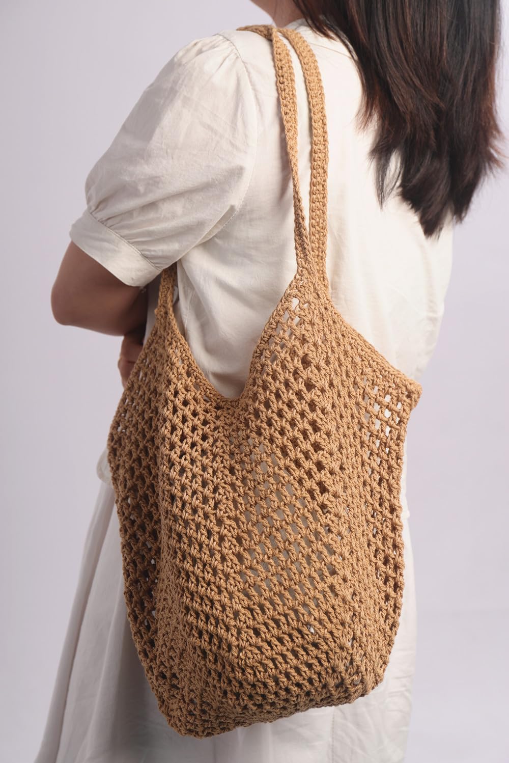 Sither Crochet Bags for Women Summer Beach Travel Mesh Bag Handbags Knit Hollow Hobo Bag for Gift (brown)