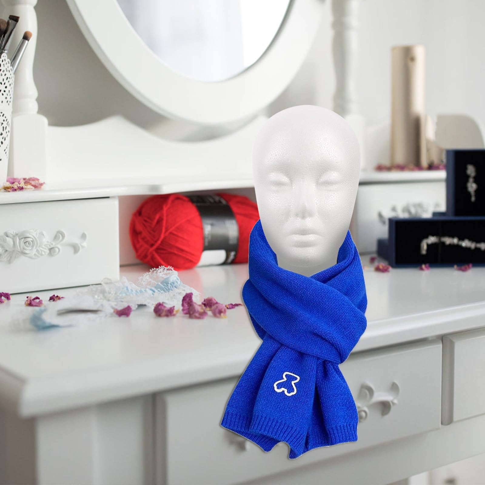 Testa di Manichino in Schiuma Bianca 2 Pezzi per Esposizione Parrucche Cappelli Occhiali Uso Professionale in Saloni e Negozi