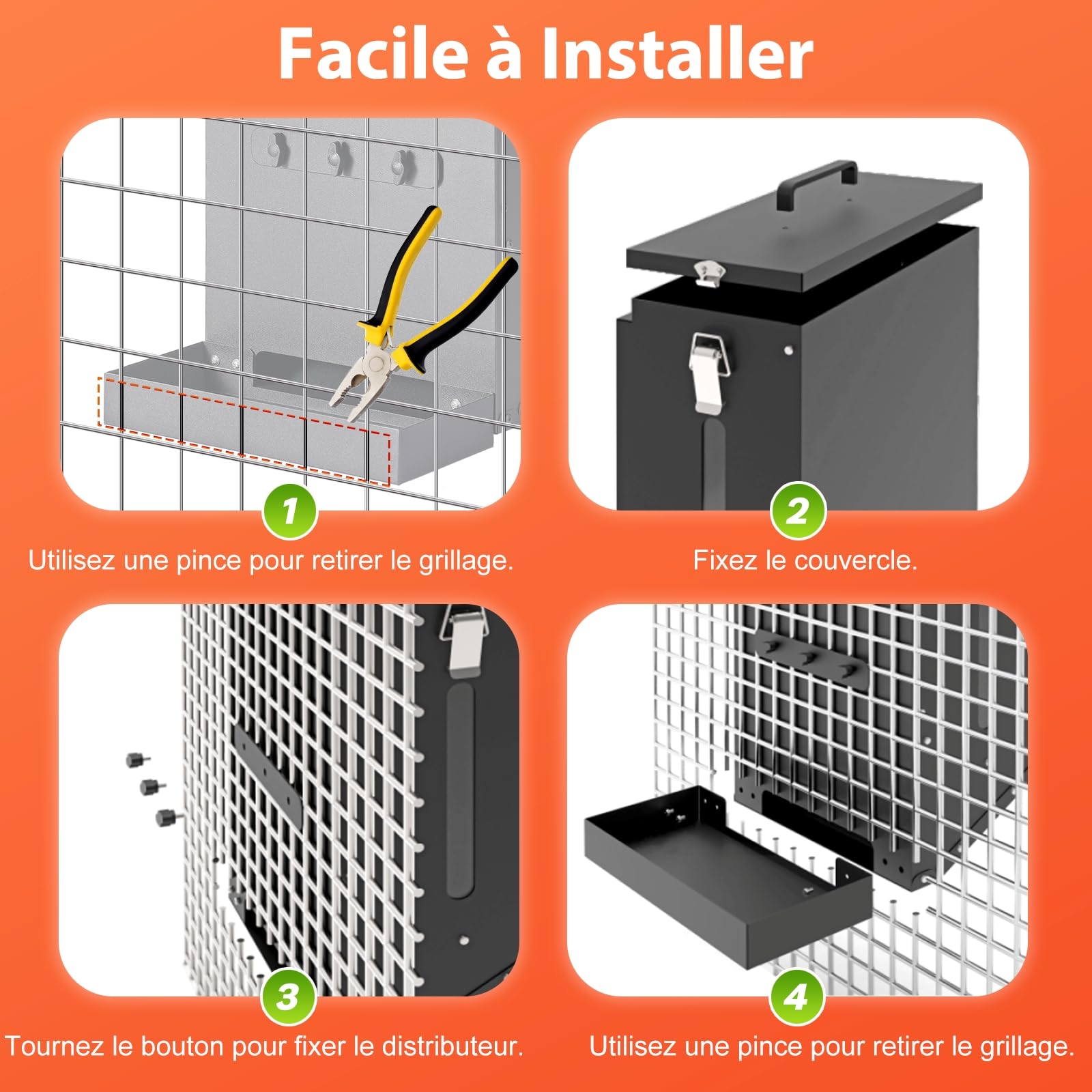 Distributeur Automatique de Nourriture pour Chien en Acier Galvanisé à Suspendre Distributeur de Nourriture pour Animal de Compagnie à Gravité Automatique Extérieur Grande Capacité de 16 L