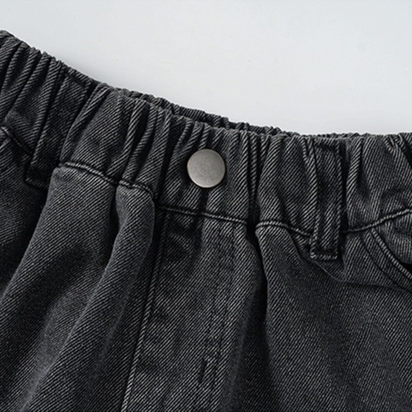 Pantalones cortos de mezclilla para niños, holgados, cintura elástica, pantalones cortos de verano, casuales, rectos, pierna ancha, longitud hasta la rodilla, ropa de calle para adolescentes