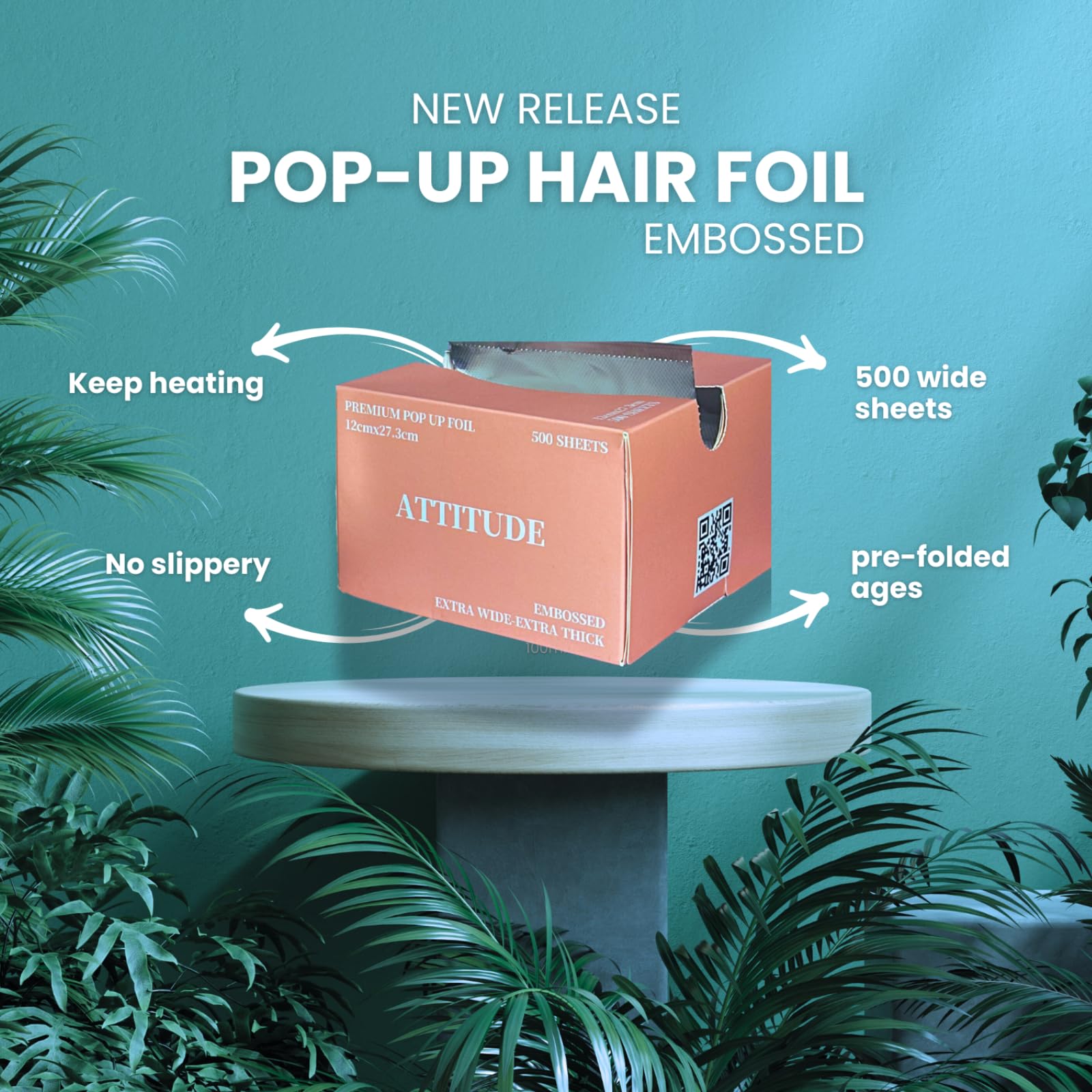Attitude Premium Pop-Up Hair Foil Sheets, Embossed, Extra Wide, 500 Sheets, for Balayage and Highlights, Metallic - Image 2