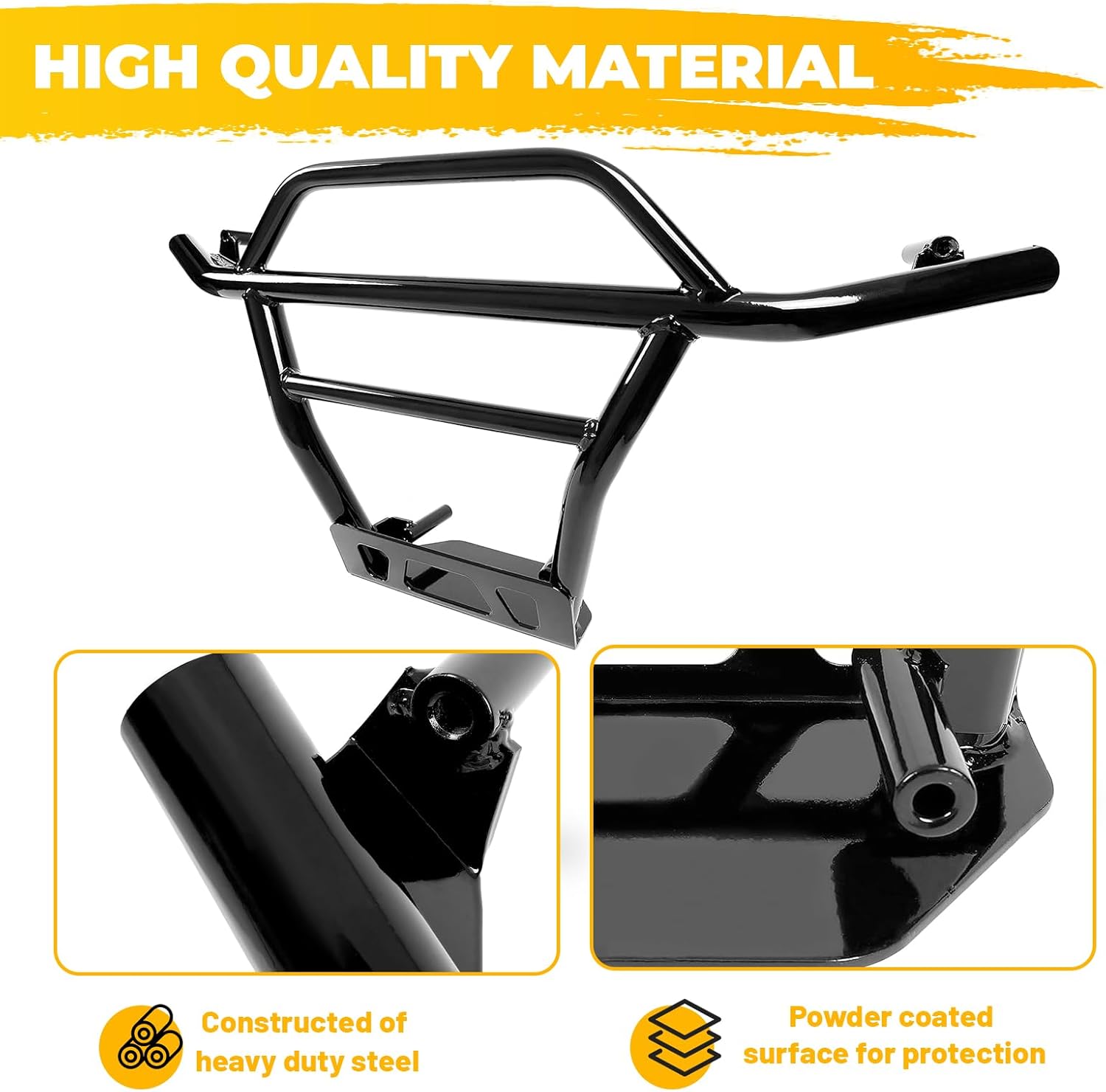 KUAFU Front Bumper Brush Guard Compatible with 2009-2020 Polaris RZR 170 Replacement for 2877813 Powder Coated Black Steel