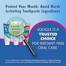 Squigle Tooth Builder SLS Free Toothpaste (Stops Tooth Sensitivity) Prevents Canker Sores, Cavities, Perioral Dermatitis, Bad Breath, Chapped Lips, 4 oz (16 Ounce (Pack of 4), Unflavored)