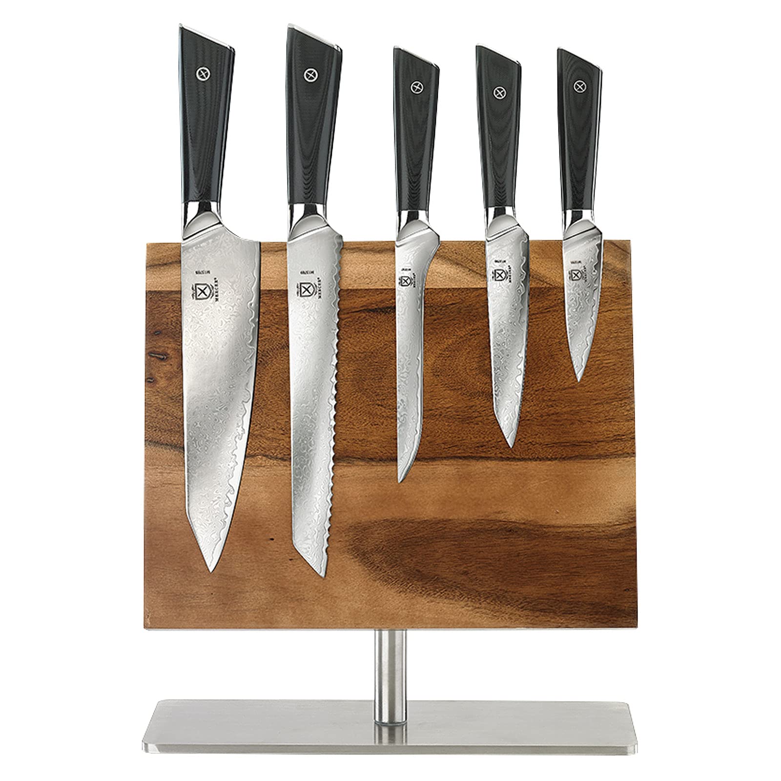 Mercer CulinaryPremium Grade Super Steel 6-Piece Knife Set with Magnetic Stand, G10 Handles