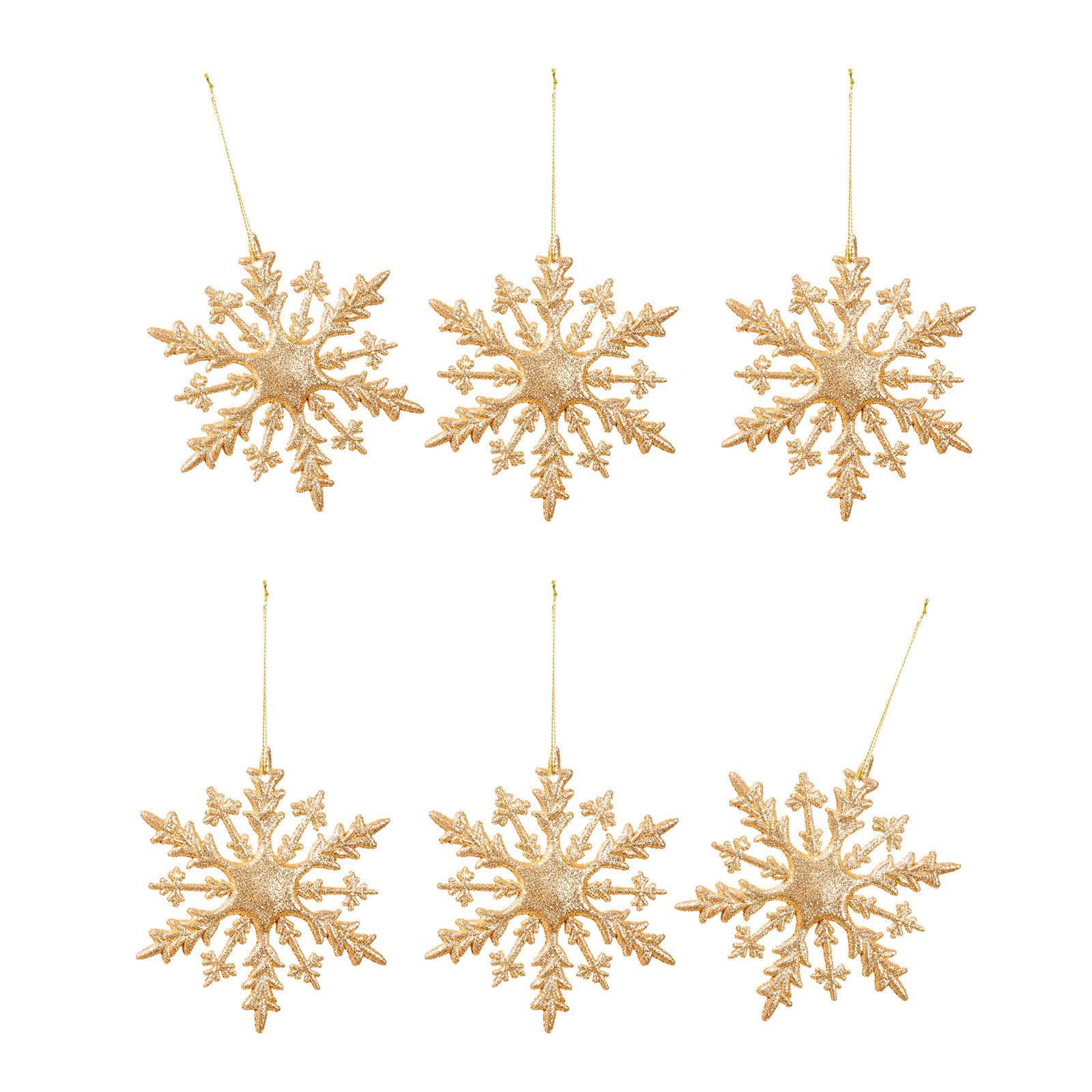 Carotoe Gold Of 6 Multi Color Snowflake Ornaments Shatterproof Pvc Christmas Tree Home Party Decoration Multicolored Pvc Snowflake Decorations