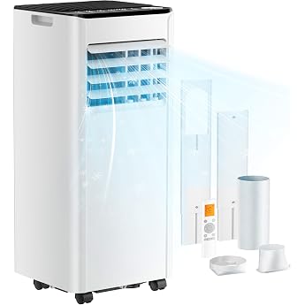 Mobile Air Conditioner 9000 BTU with Exhaust Hose, 4-in-1 Mobile Air Conditioner, Quiet Operation, Digital Display + Remote C