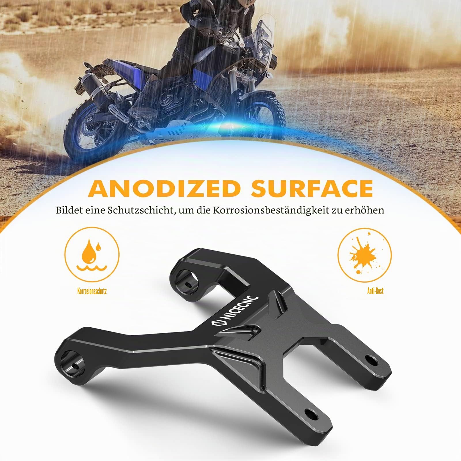 NICECNC Schwarzer Armaturenbrett-Stabilisator, Anti-Shake-Unterstützung, Compatible with Yamaha Tenere 700 XTZ700 2019–2024, Nicht passend für digitalen TFT-Bildschirm, Aluminiumlegierung