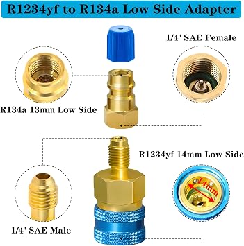 R1234YF Quick Couplers R1234yf to R134a Conversion Adapters High/Low Side