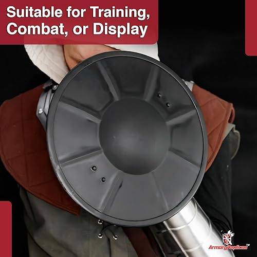Miniatura 5 de Armory Replicas - Colección de escudos Buckler Medieval Antiguos - Defensa de combate cercano, negro (Dull Black)