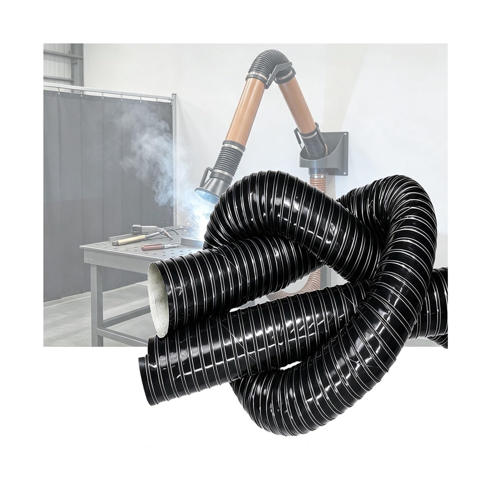 Tubo Flessibile in Silicone 2-4m Condotto Raffreddamento | Struttura Acciaio Fibra Vetro |Alta Temperatura|Aspirazione Efficiente Fumi |Fascette SUS Incluse(L3m/9.8FT,Id(A)/20mm/7.9in)