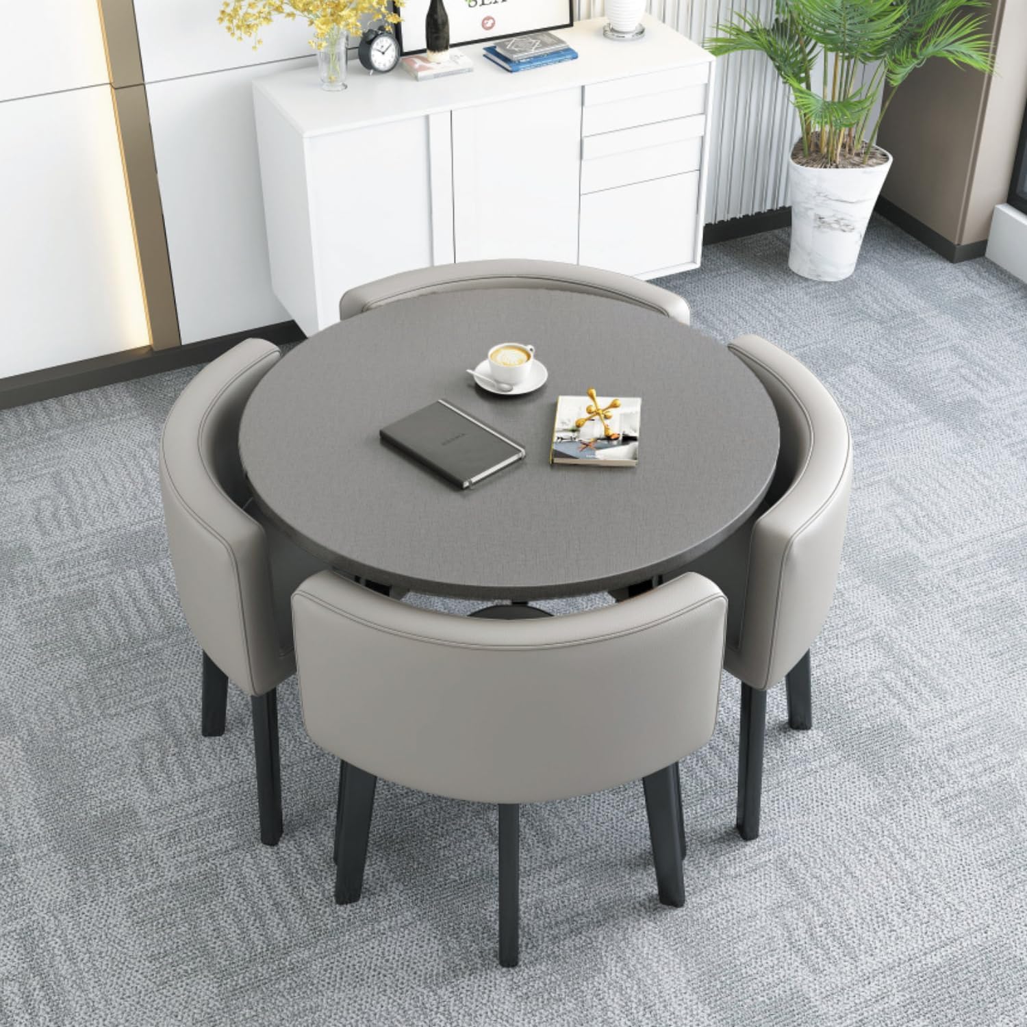 AYCDL Round Modern Dining Table Set for 4 35.4" x 29.5",#2-80 * 75cm/31.5 * 29.5in