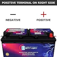 Vista 3 de Mighty Max Battery MM-H8 Batería de coche Start and Stop BCI Grupo 49 12 V 95 Ah, 160 RC, 900 CCA Batería AGM recargable para coche