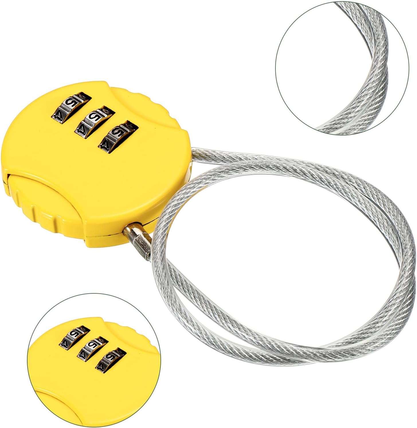 YOKIVE 3 Pcs Small Combination Locks, 3 Digit Baggage Padlocks | Great for Gym Sports Lockers Doors Suitcases (Yellow, 11.8-Inch)