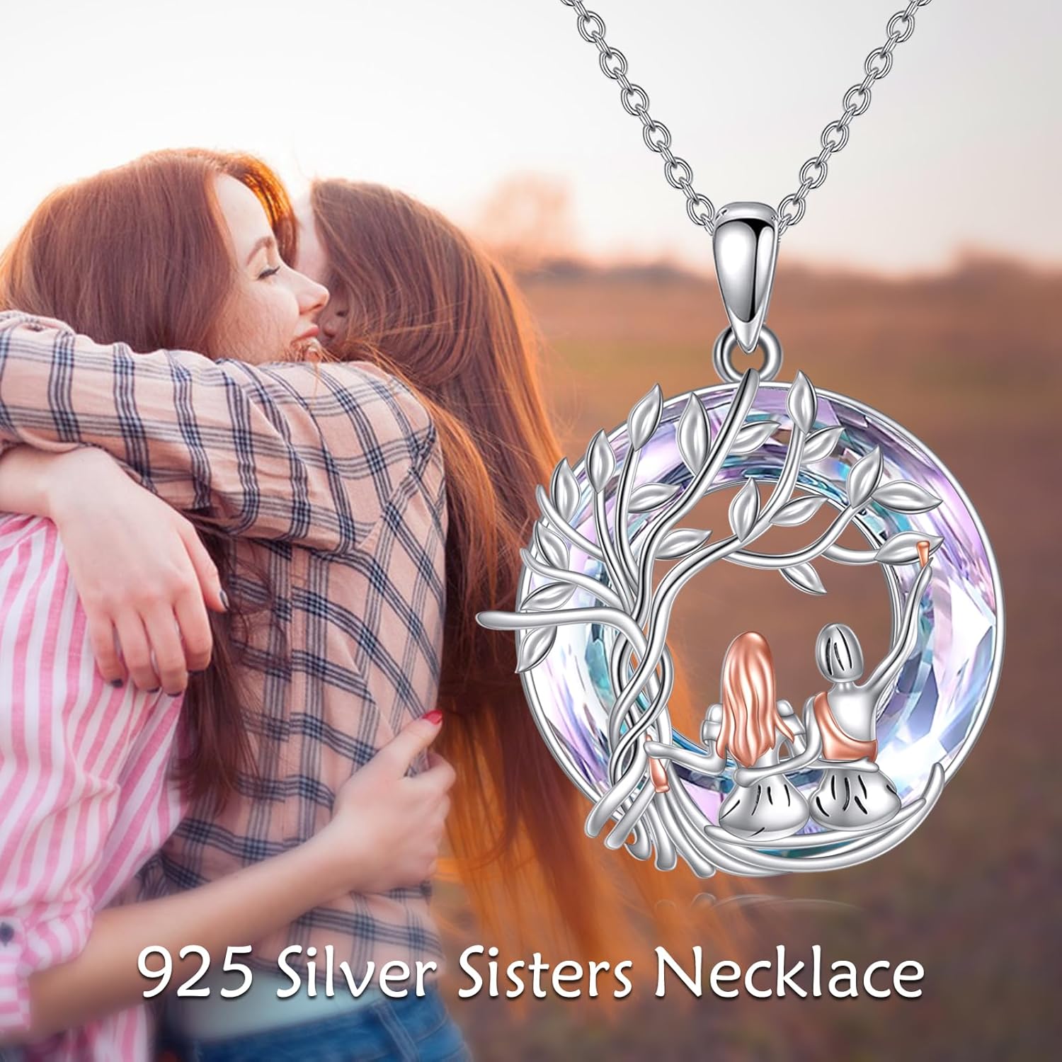 KZX Sisters Necklace 925 Sterling Silver Friendship Necklace to My Sister Jewelry Gift for Women Friend - Image 4