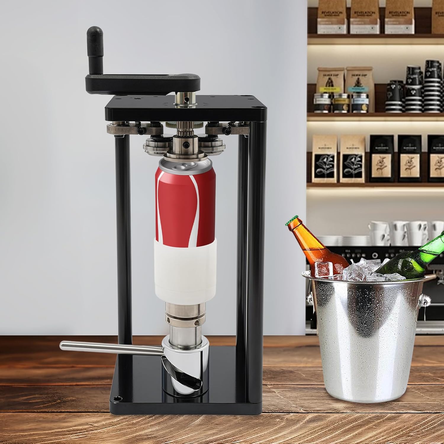 Manual Can Sealing Tool, Steel Hand Rotary Sealing Machine with 2 Bases(4.53in/6.61in), Quick Can Sealer, Suit Sealing Pet and Aluminum Cans