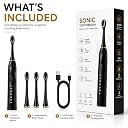 Electric Sonic Toothbrush for Adults | Rechargeable Black Toothbrush with Soft Bristles & Replacement Heads | Deep Cleaning Oral Care Device gallery image