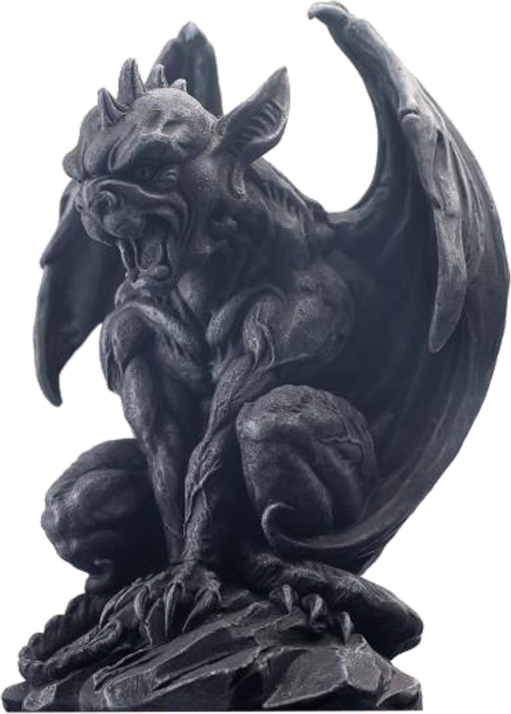 Winged Gargoyle Statue Indoor Outdoor Home Decor Sitting Guardian Sculpture Halloween Figurines, 9 in, Polyresin