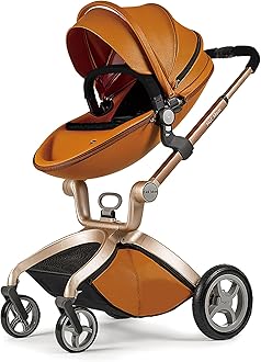 Hot MomBaby Stroller: Baby Carriage with Adjustable Seat Height Angle and Four-Wheel Shock Absorption,Reversible，High Landscape and Fashional Pram Brown