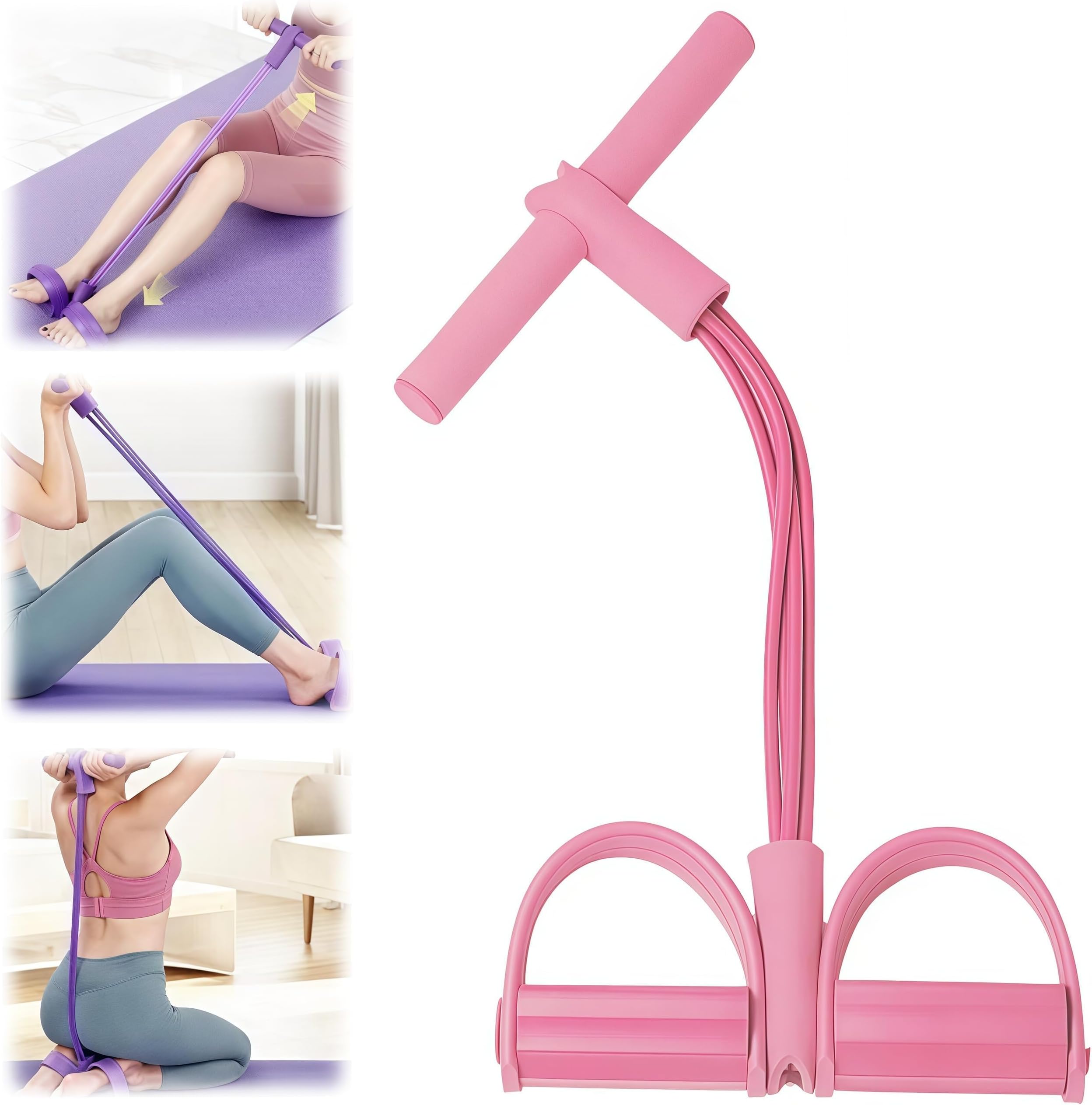 Pull Reducer Training Bands Natural Rubber 4 Tubes Body Trimmer Pedal Exerciser Yoga Crossfit Exercise, Arm Exercise, Tummy Body Building Training Men and Women (Multicolor)