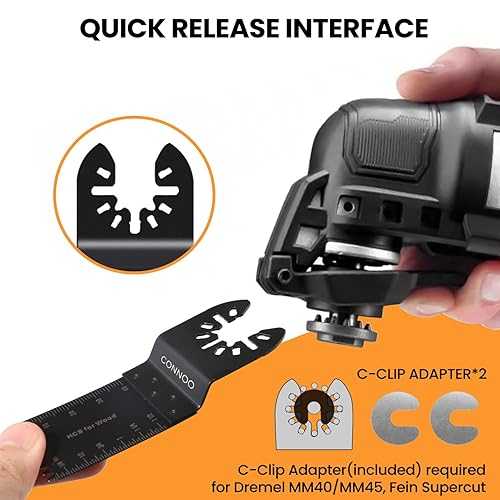 Miniatura 13 de CONNOO Paquete de 50 hojas de sierra oscilantes, cuchillas oscilantes multiherramienta para plástico de madera y metal, dientes largos japoneses