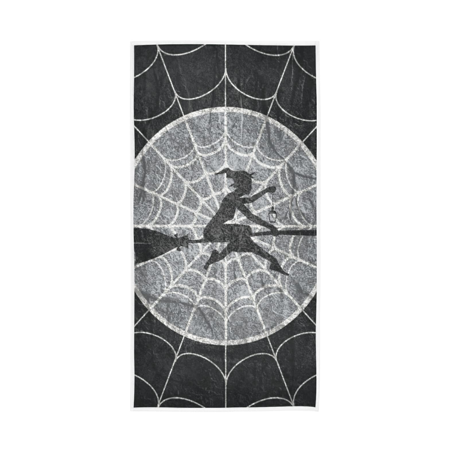 LSRCPD Retro Cobweb Spiderweb Halloween Spooky Horror Witch Flying Soft Hand Bath Towel 30" x 15" Thin Fast Drying Absorbent Soft Towels for Kitchen Gym Spa Hotel Beach