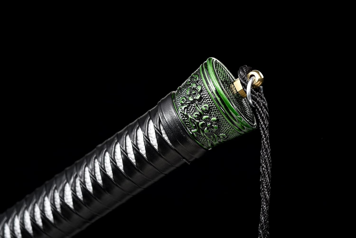 Katana Sword Real,Handmade, Full Tang Samurai Sword,Manganese Steel, Golden Patterned Blade with Sheath