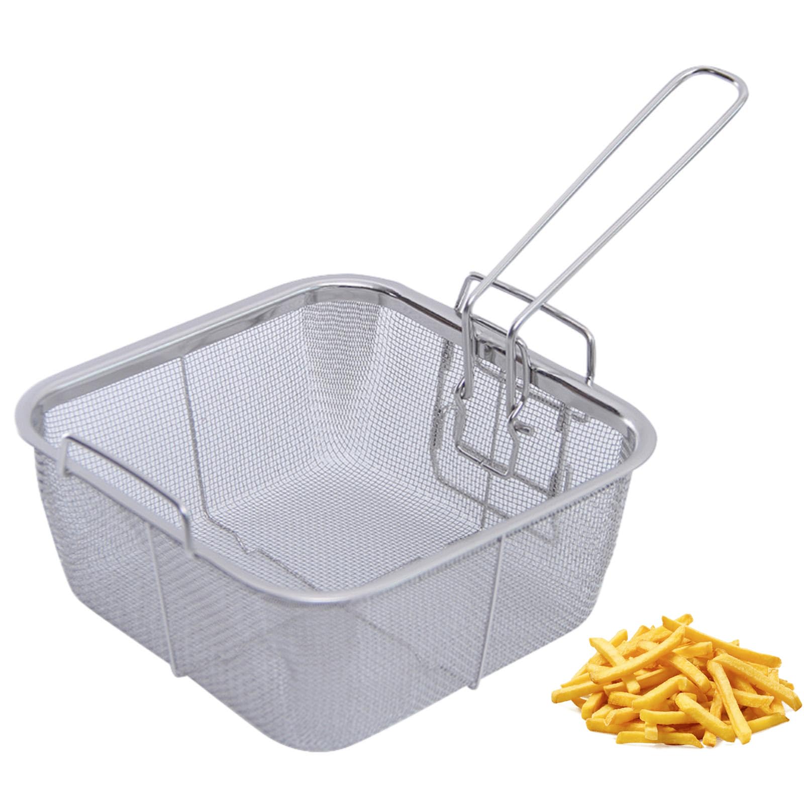 Frituurmand Metalen aardappelkoeken mand fijne mesh zeef ronde skimmer keuken lang handvat zeef Zeefmand (Color : C