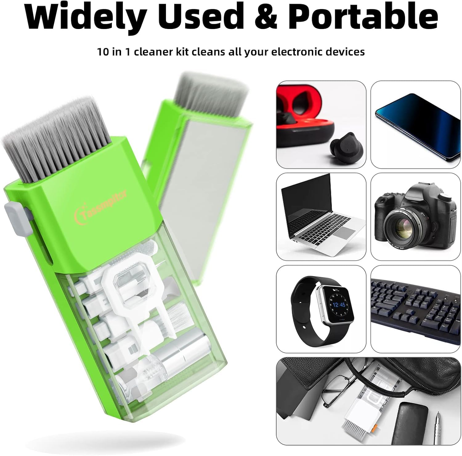Tassmpitor Kit de limpieza de teclado de pantalla de laptop, herramienta de limpieza electrónica todo en 1 para MacBook iPad iPhone Pro teléfono celular, herramienta de cepillo para tablet,