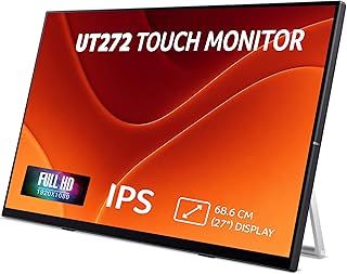 Acer UT272 27 Inch Touch Screen Monitor | Full HD IPS | 10-Point Multi-Touch | 7H Scratch-Resistant Glass | 75Hz AdaptiveSync | HDMI, DisplayPort, USB HUB | Built-in Speakers | Energy Star | Black