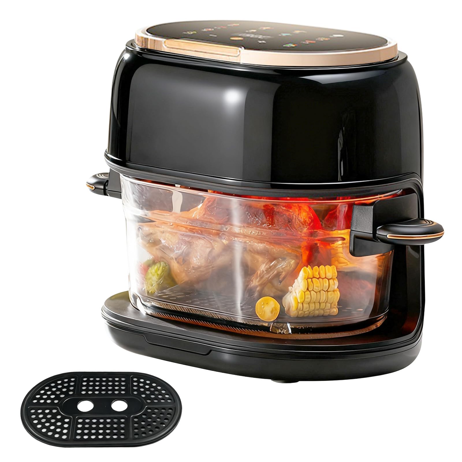 Freidora de Aire 5 L, Cesta de Vidrio Apta Lavavajillas, Ventana de Visualización & Panel Táctil, 8 Programas Inteligentes, Temporizador 1–120 min, Reserva 24 h, Sin BPA ni PFOA