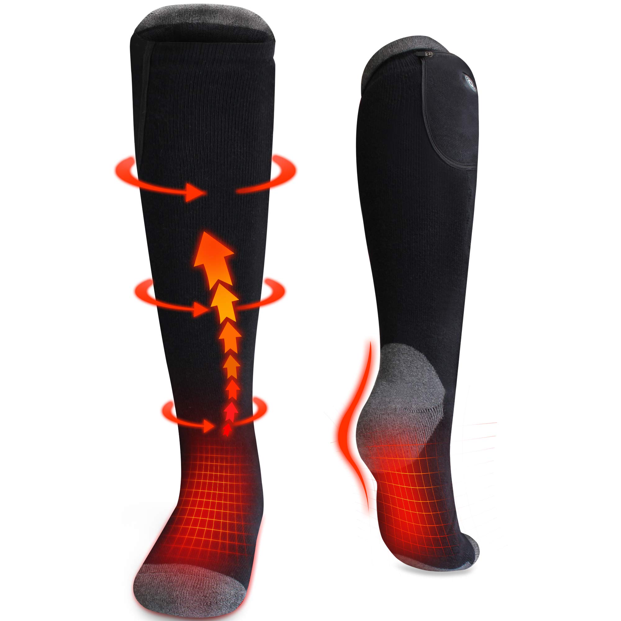 CODSOK Mens Rechargeable Electric Heated Socks,7.4V 2200mAh Battery Powered Cold Weather Heat Socks for Men Women,Outdoor Riding Camping Hiking Motorcycle Skiing Warm Winter Socks