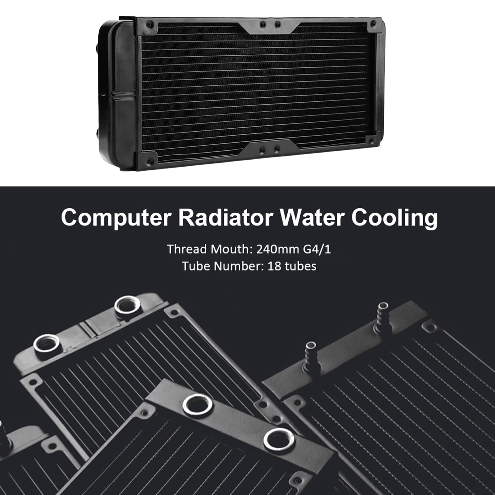 Yunir 240mm G4/1 Alluminio Raffreddamento ad Acqua del radiatore del Computer, per Raffreddamento della CPU del Computer, Driver di conversione di frequenza Industriale, Raffreddamento