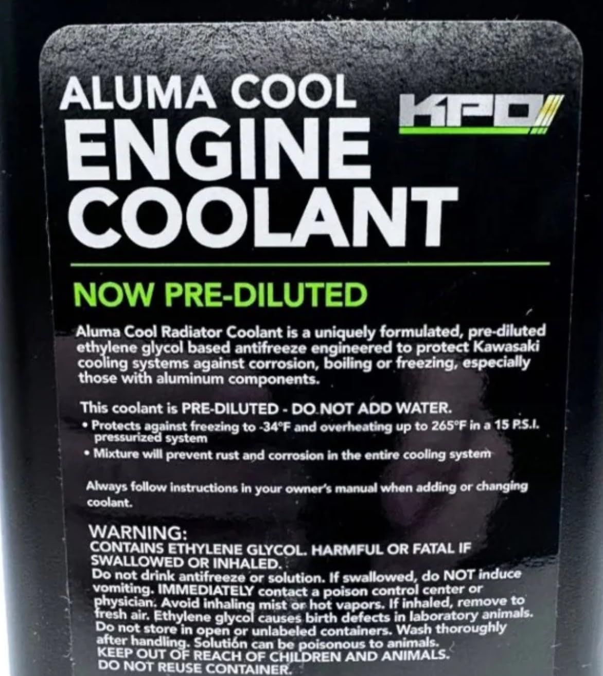 KPO Pre-Diluted Engine Coolant 32oz FOR Kawasaki Vehicles K63G-301-01Q w/bittering agent