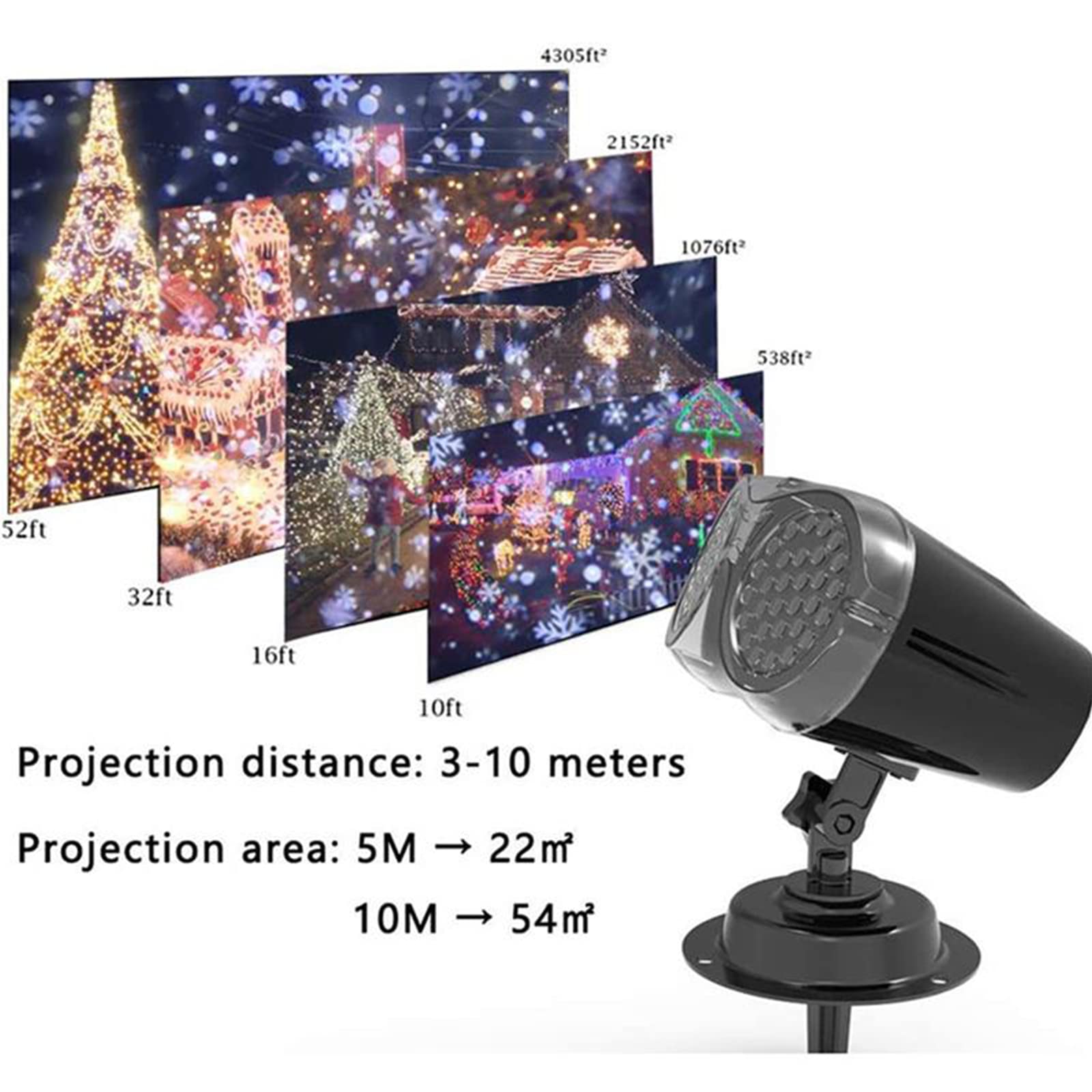 Proiettore di Luce per nevicate, Fiocco di Neve Natale LED Proiettore olografico Luce Notturna Telecomando Funzione Timer per Natale