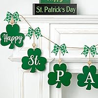 Vista 5 de 12 Piezas 6 Pulgadas Verde Trébol Shamrock Corona Lazos Irlandeses de Arpillera para Día Festivo del Día de San Patricio Decoración de Puerta Pared