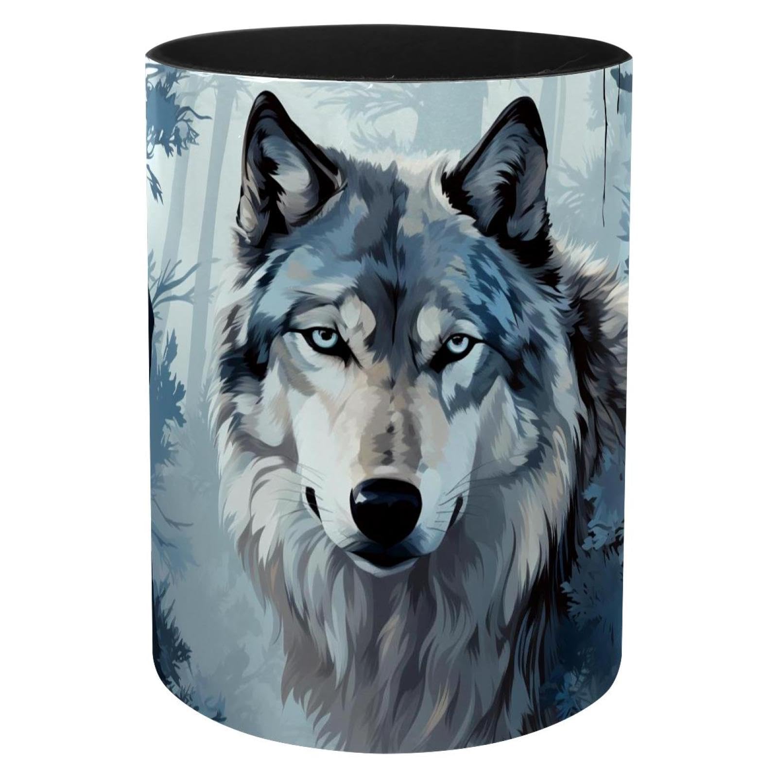 Porte-stylo en métal loup peint pour rangement de bureau