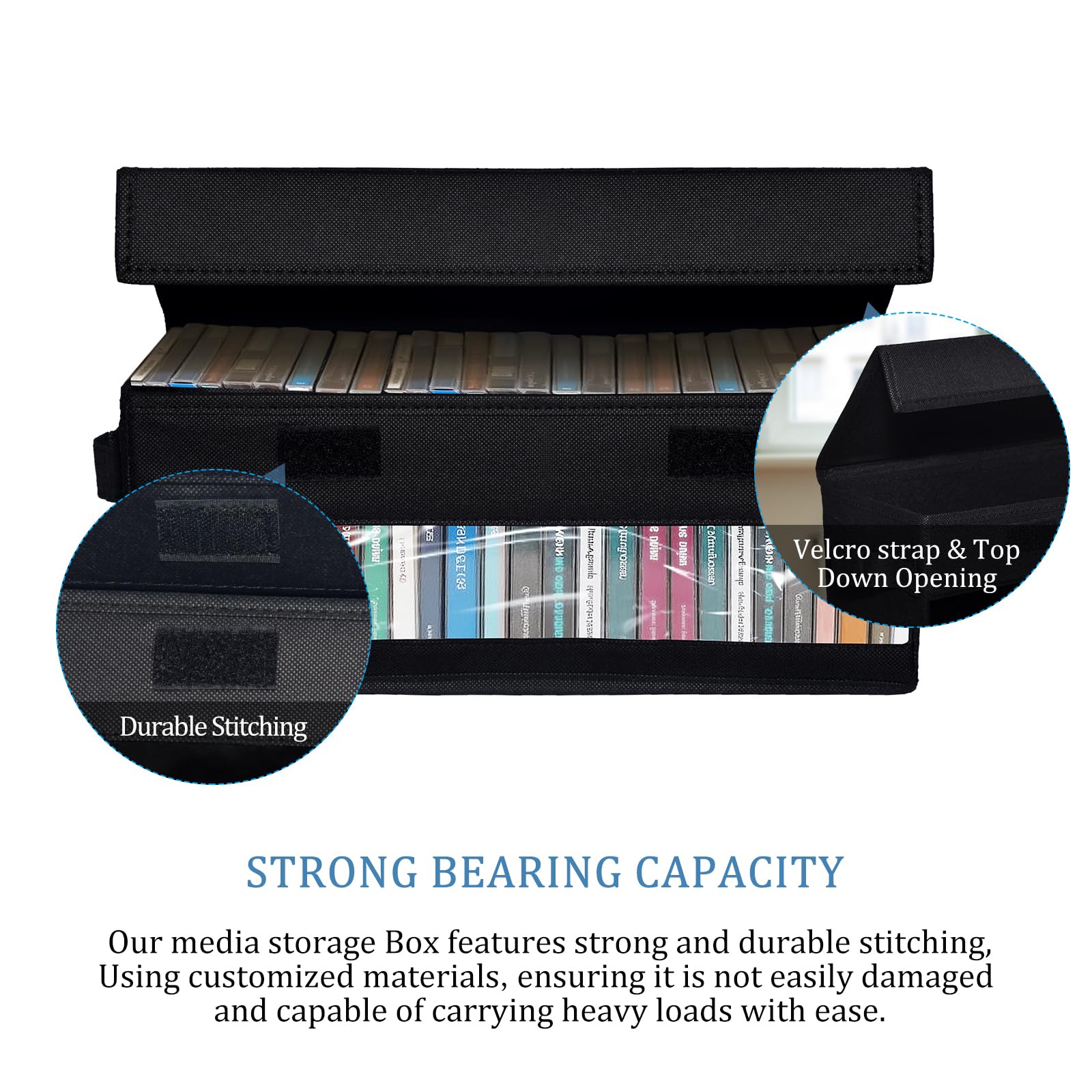 CCidea Cajas de almacenamiento para CD/DVD, paquete de 4 cajas de almacenamiento para CD, soportes de disco duraderos de 14 x 5.9 x 5.3 pulgadas con tapas, capacidad para hasta 32 CD en estuches